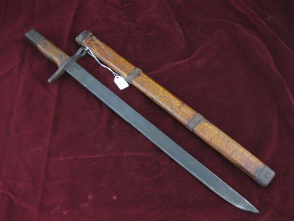 Japanese Bayonet with Square tip wood scabbard